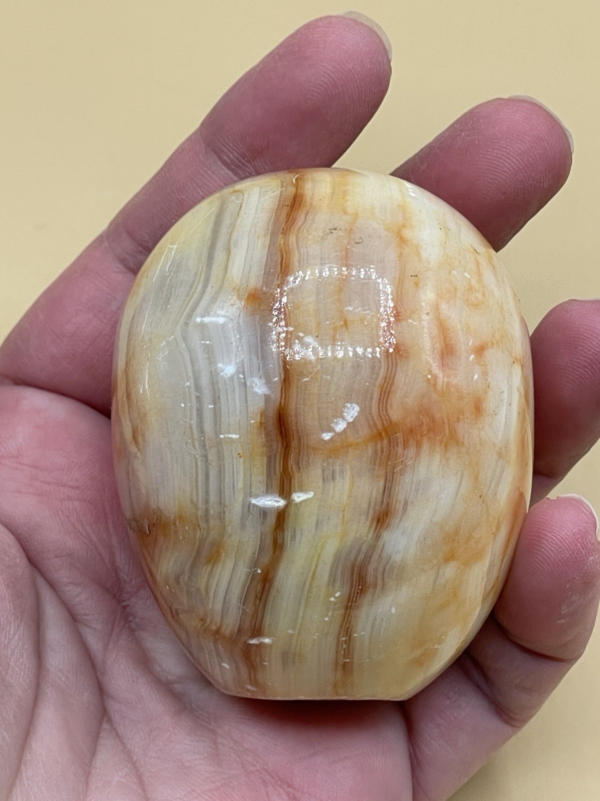 Orange Banded Agate Egg No Stand Has Blemishes 300g