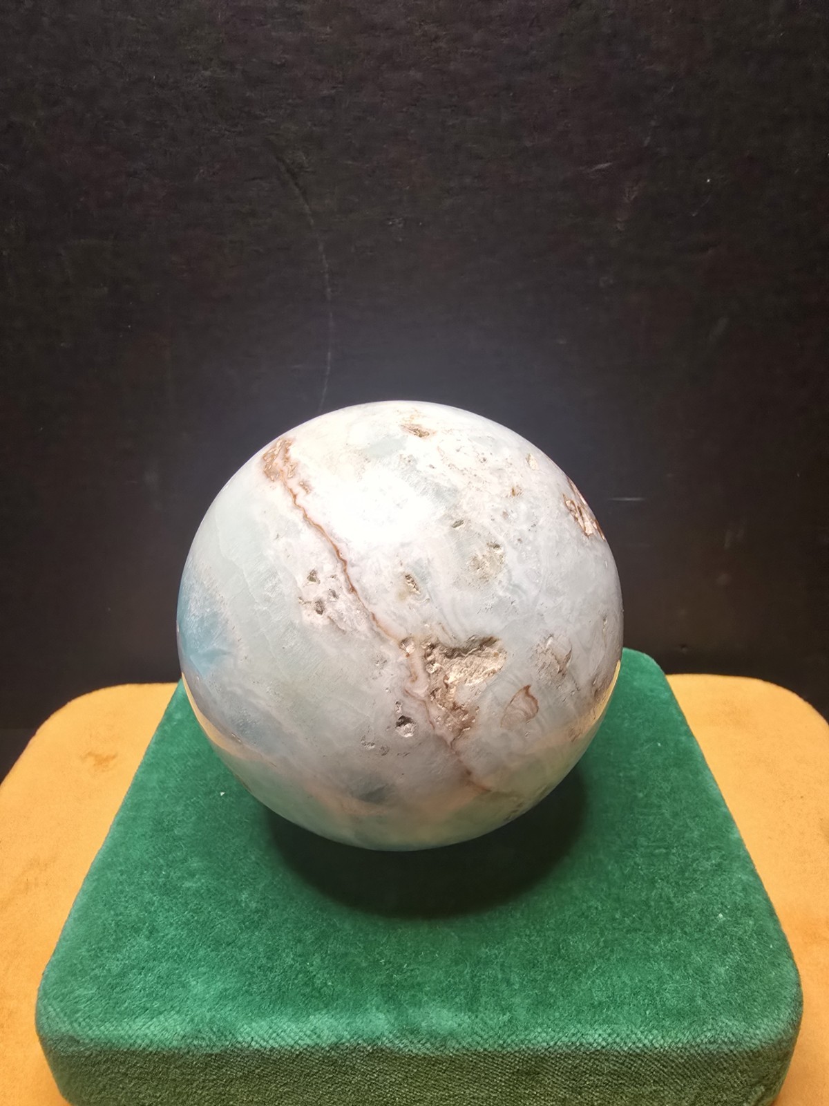 Massive 994g Caribbean Calcite & Blue Aragonite Polished Crystal Sphere Specimen