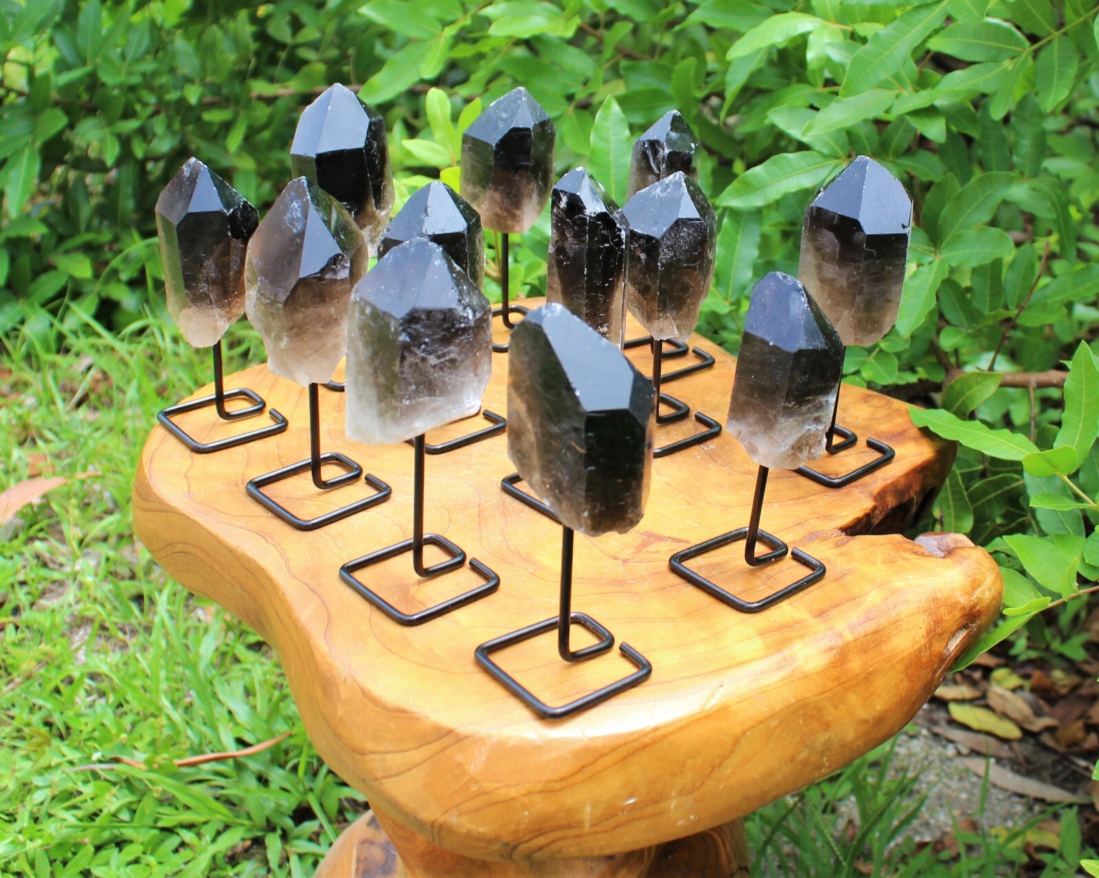 Smoky Quartz Point On Metal Stand, Smokey Quartz Min Pin (Smoky Quartz Crystal)