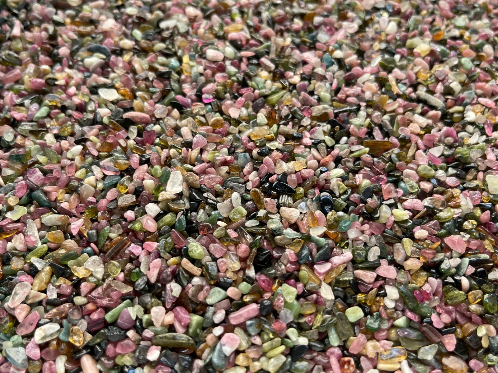 Grade A++ Rainbow Tourmaline Semi Tumbled Gemstone Mini Chips 2-4 mm, Bulk Lot