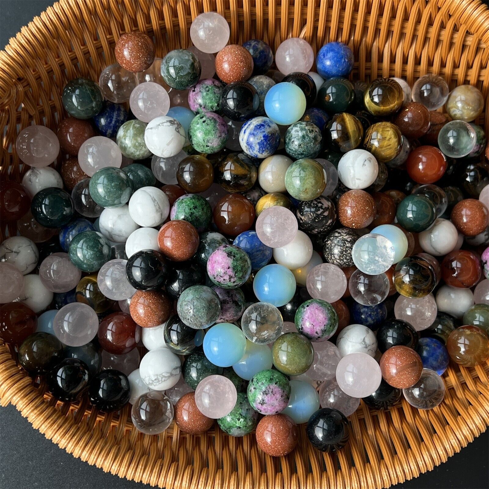 30Pcs 10MM Natural Gemstone No Holes Ball Bead Round Beads For Jewelry Making