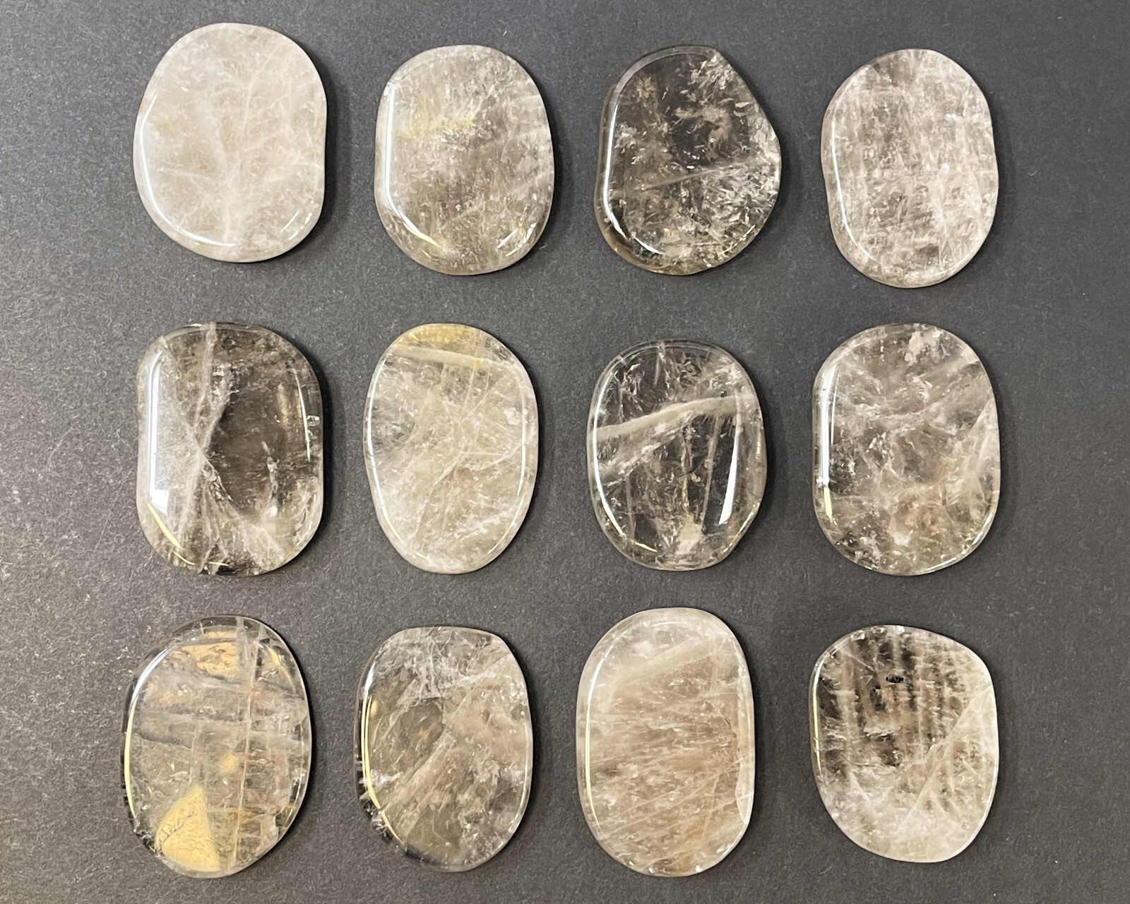 Smoky Quartz Pocket Palm Stone MEDIUM (Smooth Polished Quartz Worry Stone)