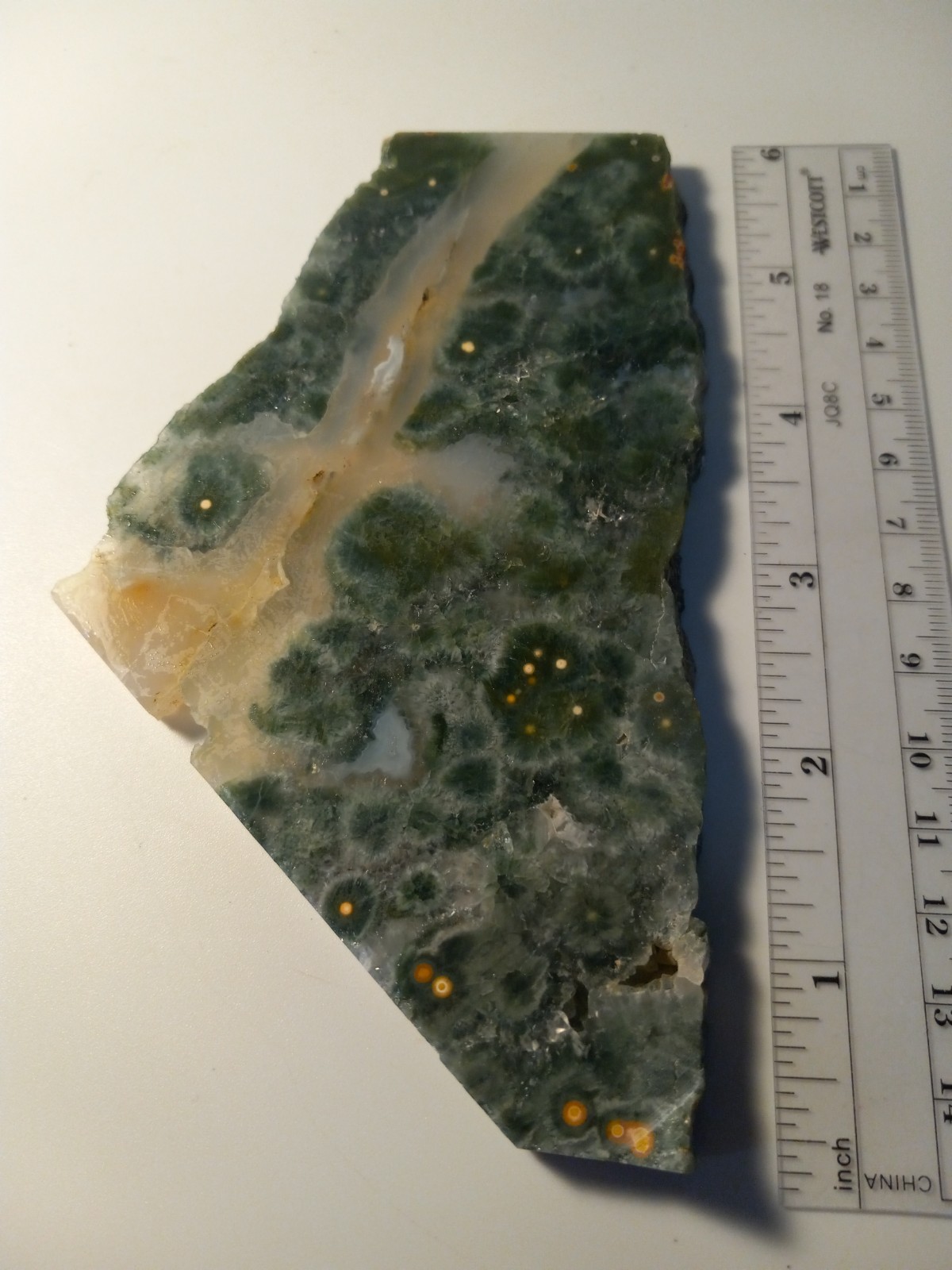 Early Ocean Jasper Crystal Slab Large Rare Green 5″x 3″ 5/16″ Not Polished