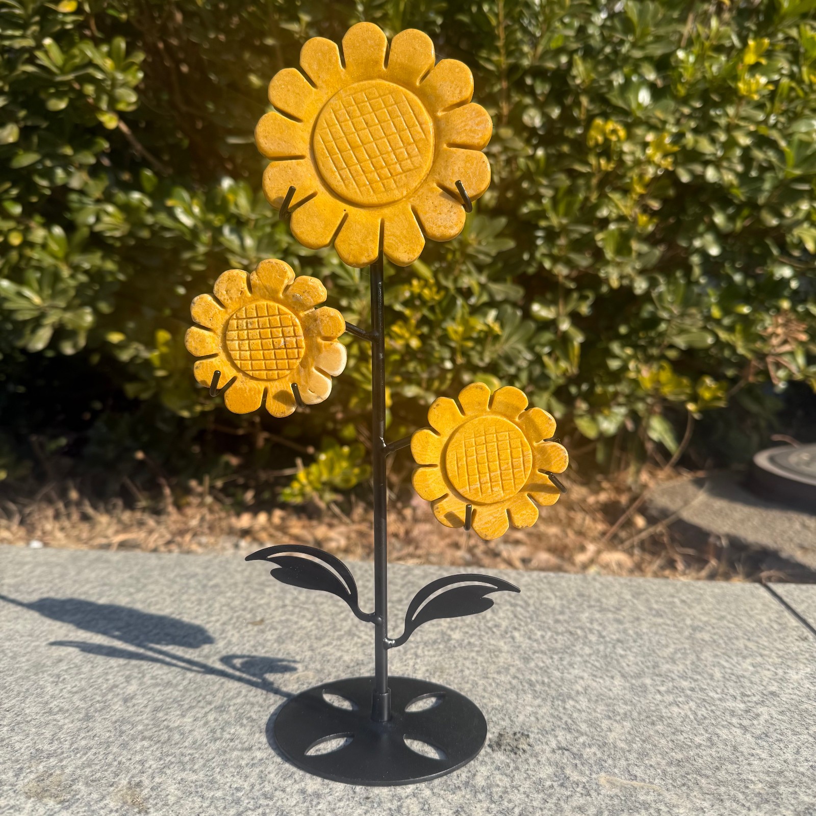 400g Natural gold stone quartz crystal carved Sunflower Decor Gift