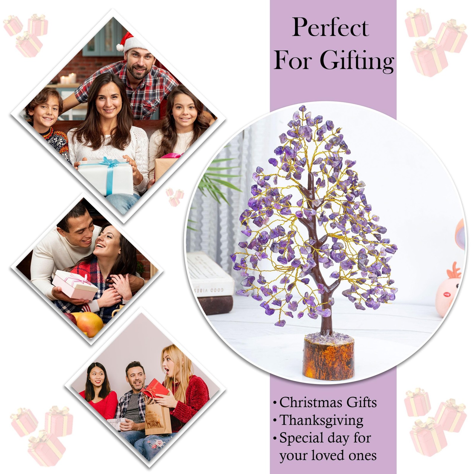 Crocon® Amethyst Tree of Life, Birthday Gifts for Women & Men, Purple House