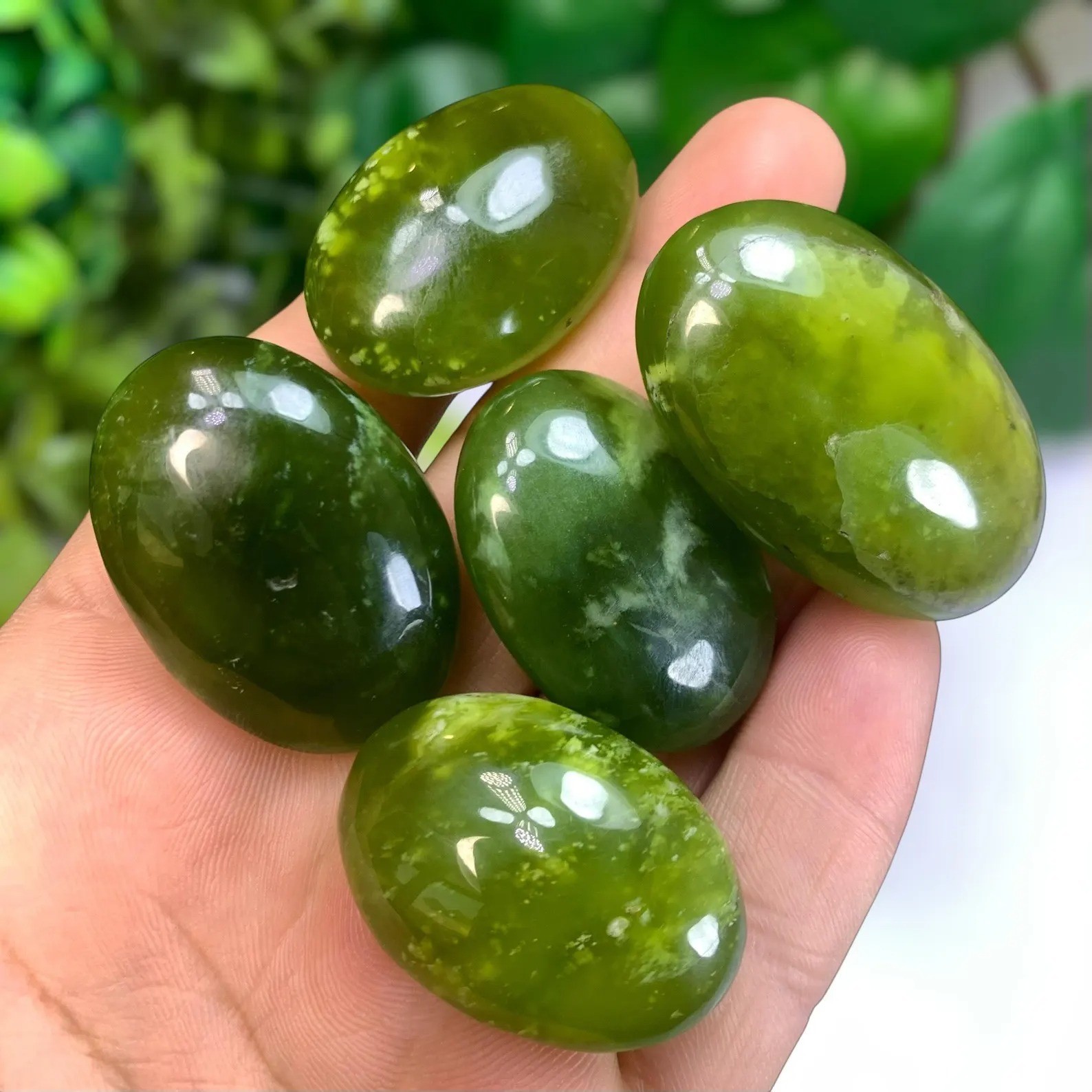 5 Pcs Best Quality Transparent Jade Palm Stones, Shah Maqsood Jade Palm Stone