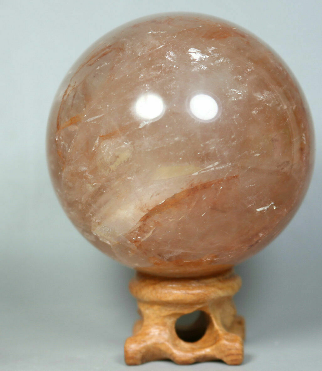 Natural RED FIRE QUARTZ Hematoid Crystal PHANTOM MULTI INCLUSIONS Sphere Stand