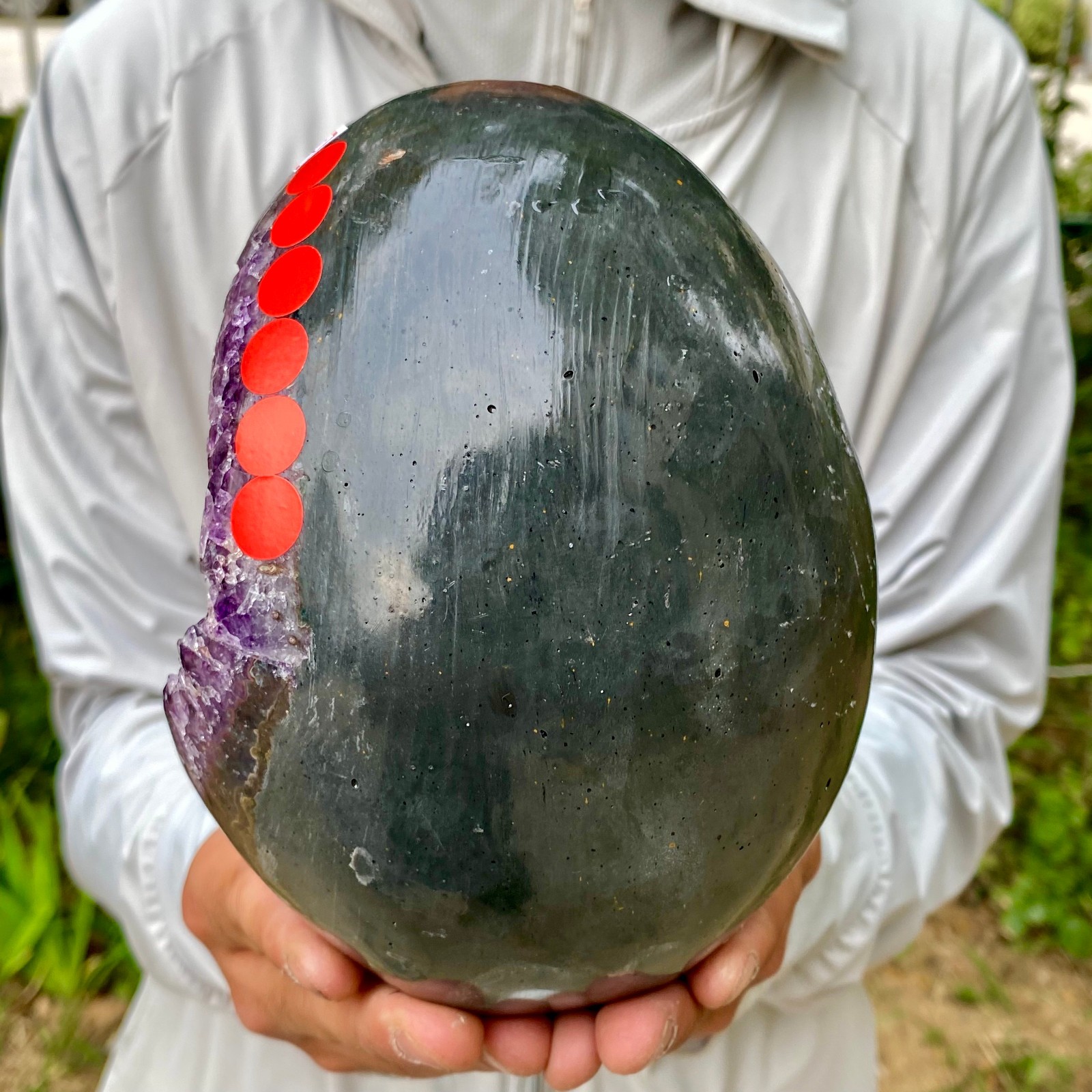 5.93LB Large Natural Amethyst geode quartz cluster crystal Egg specimen Healing