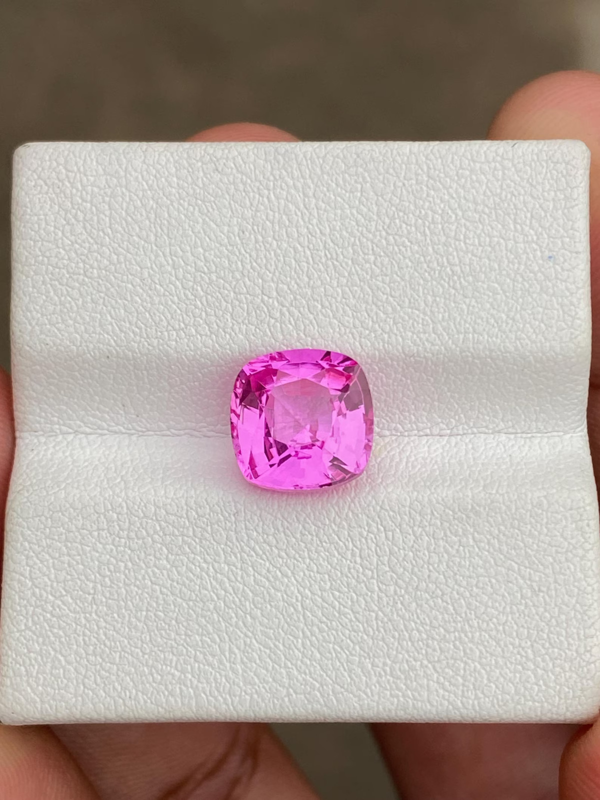 6 Ct Hot Pink Sapphire 10x10mm Gemstone, Cushion Cut Lab Gorwn Stone For Jewelry