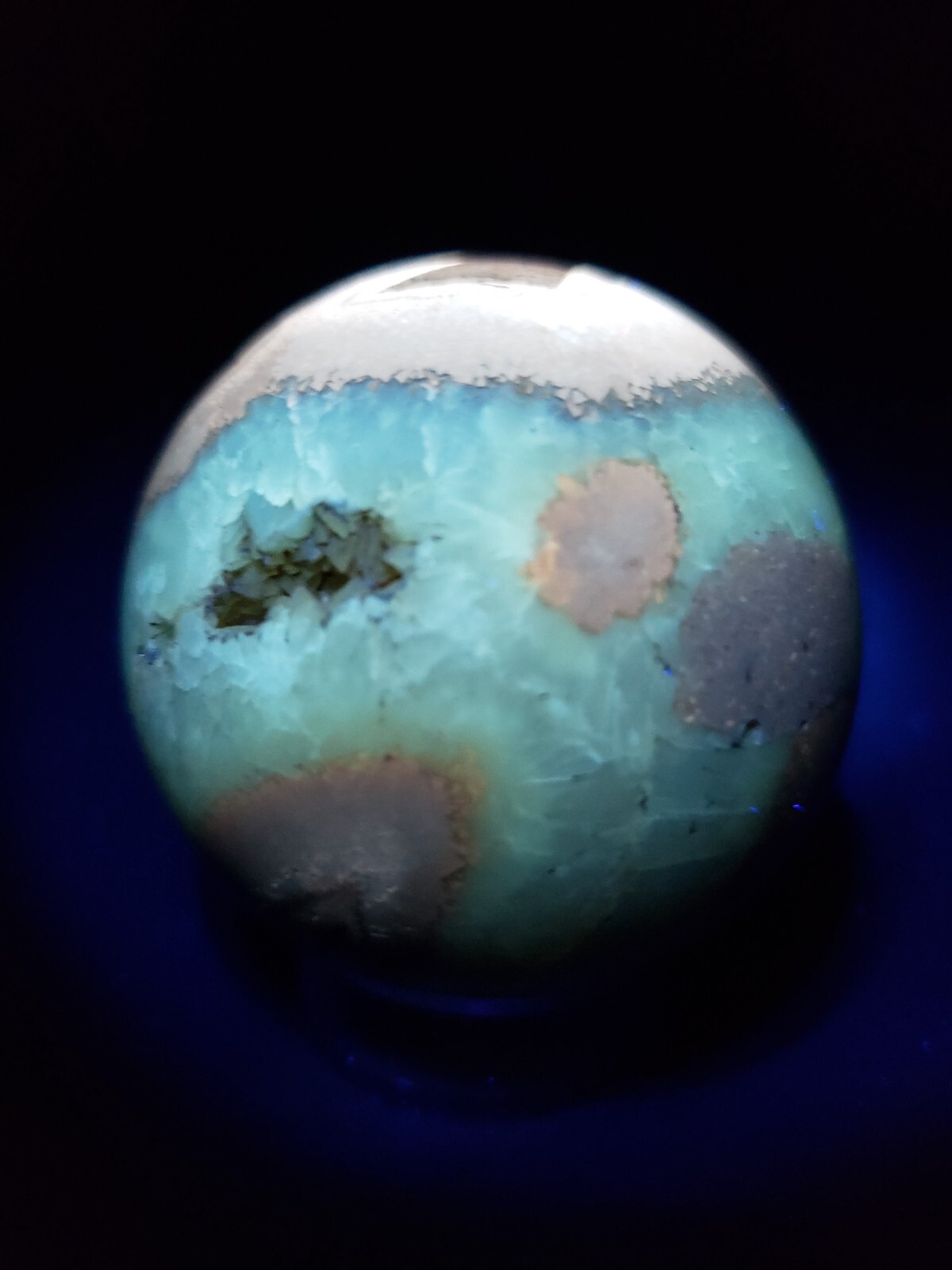 2.0″ Natural Septarium Septarian Dragon Egg Phosphorescent UV Crystal Sphere