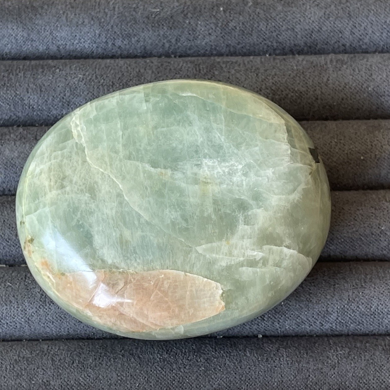 Aquamarine Palmstone – Opaque Blue Green Color With Peach Morganite Inclusion