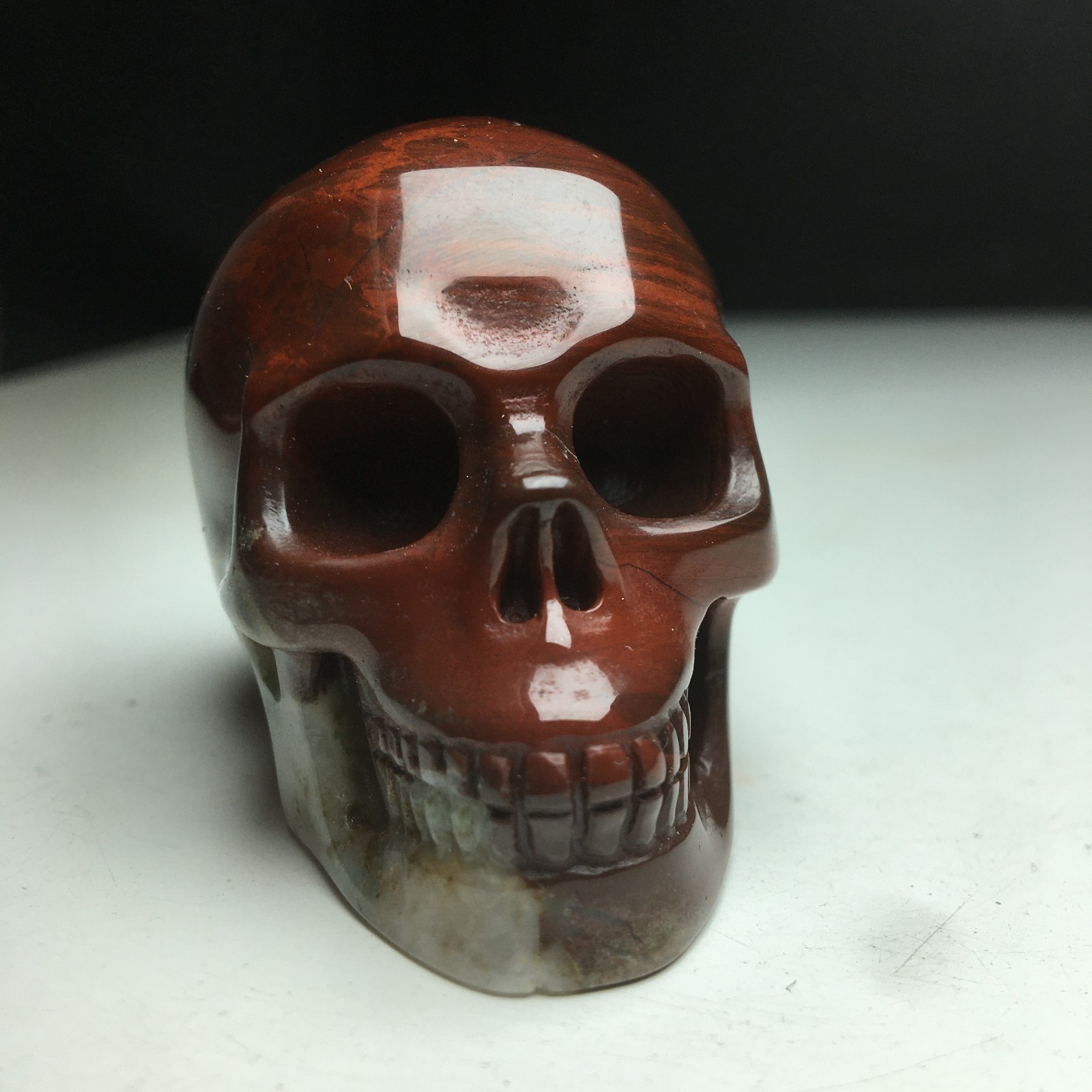 2.0”Natural Crystal Mineral Specimen.RED AGATE.Hand-carved SKULL.Statue.GIFT.CG