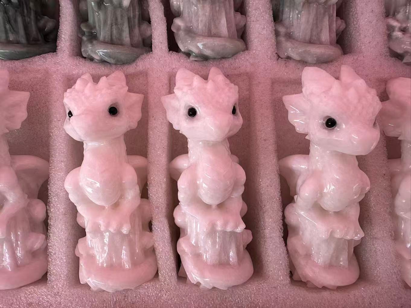 1pc Natural White Jade Quartz Carved Little Dragon Crystal Reiki Healing Decor