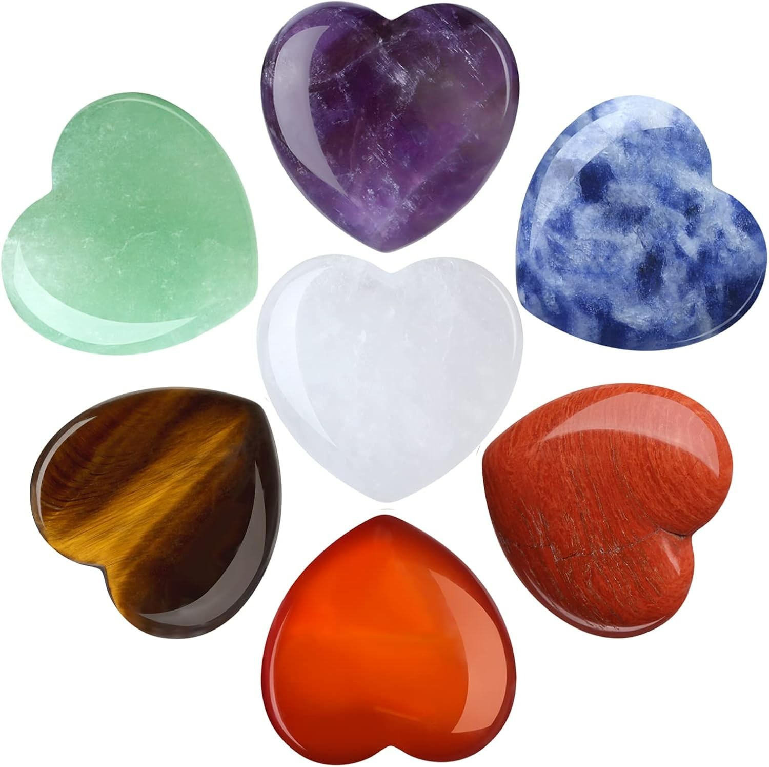 Natural Healing Heart Crystals – 7 Chakra Gemstones Gift Set for Wellness & Love