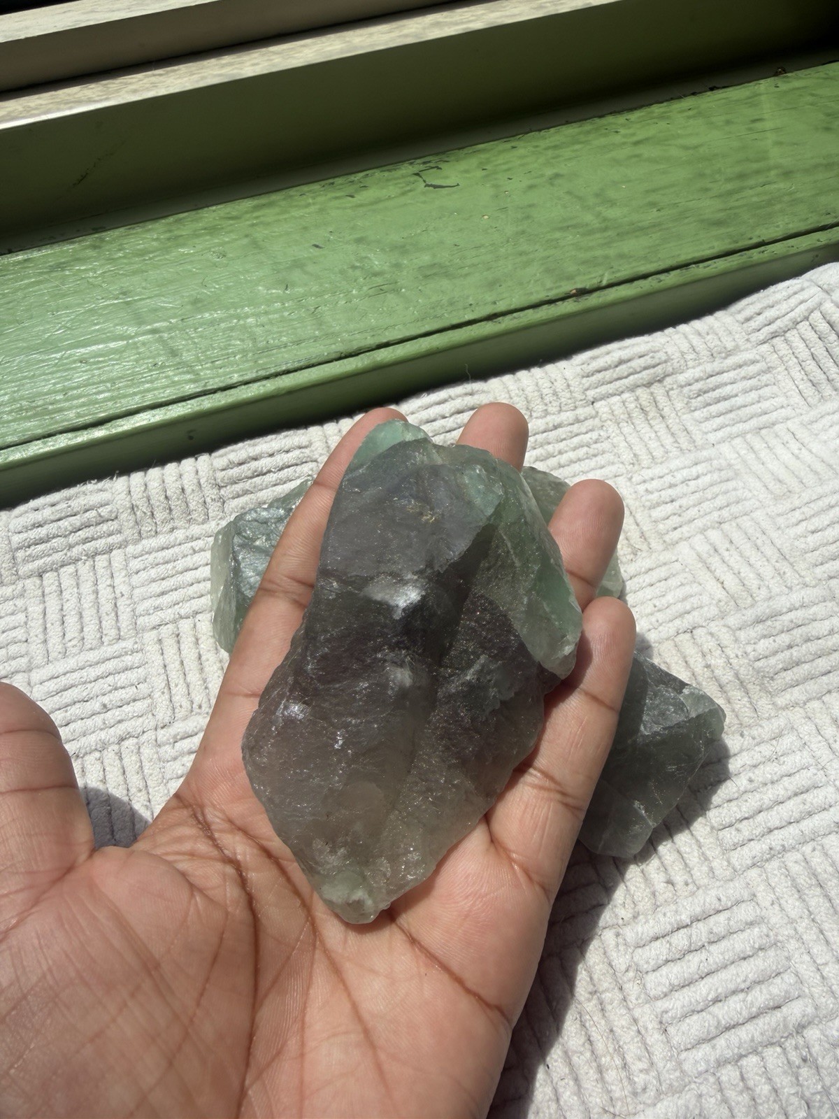 4pcs Raw Fluorite Quartz Crystal