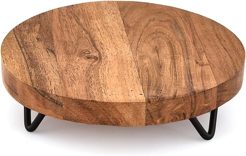 Pedestals Iron & Acacia Wood Multi-Purpose Display Pedestal Riser Board Soap