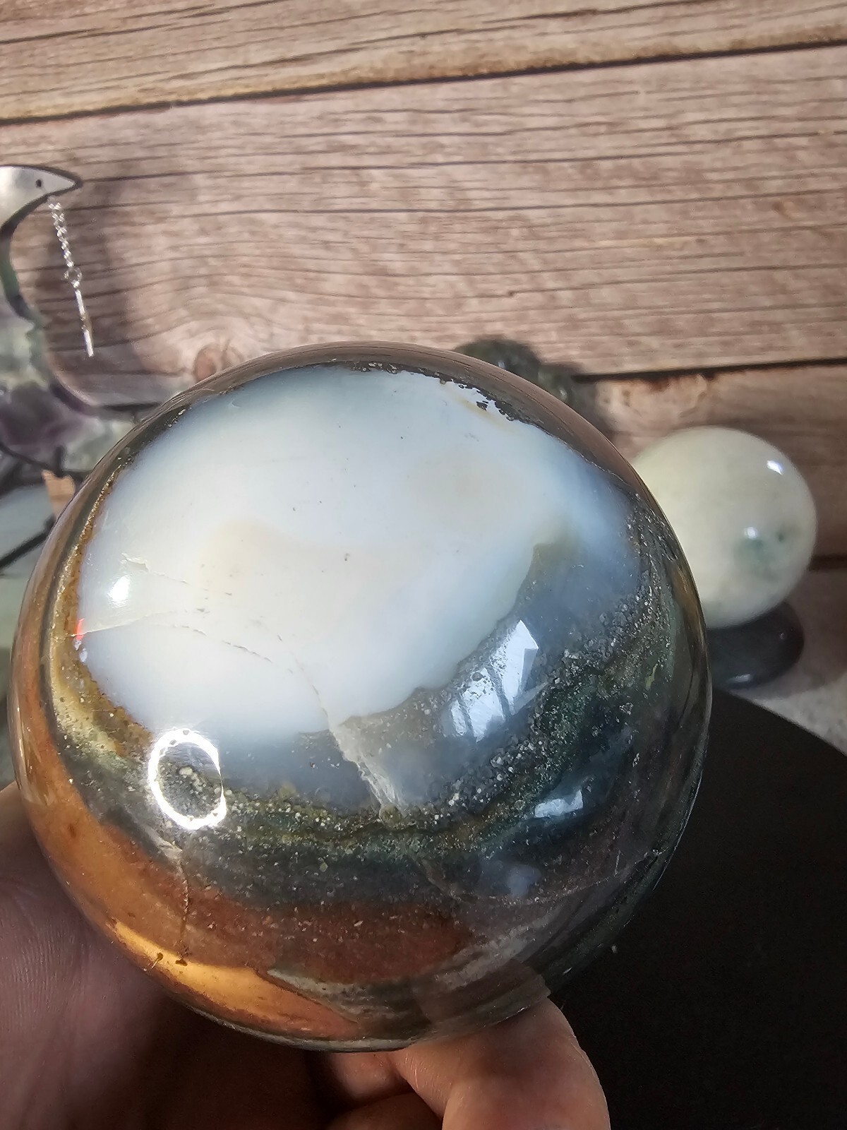 Ocean Jasper Sphere 85mm 1.14lbs Polished Crystal Ball Natural Orbicular Jasper