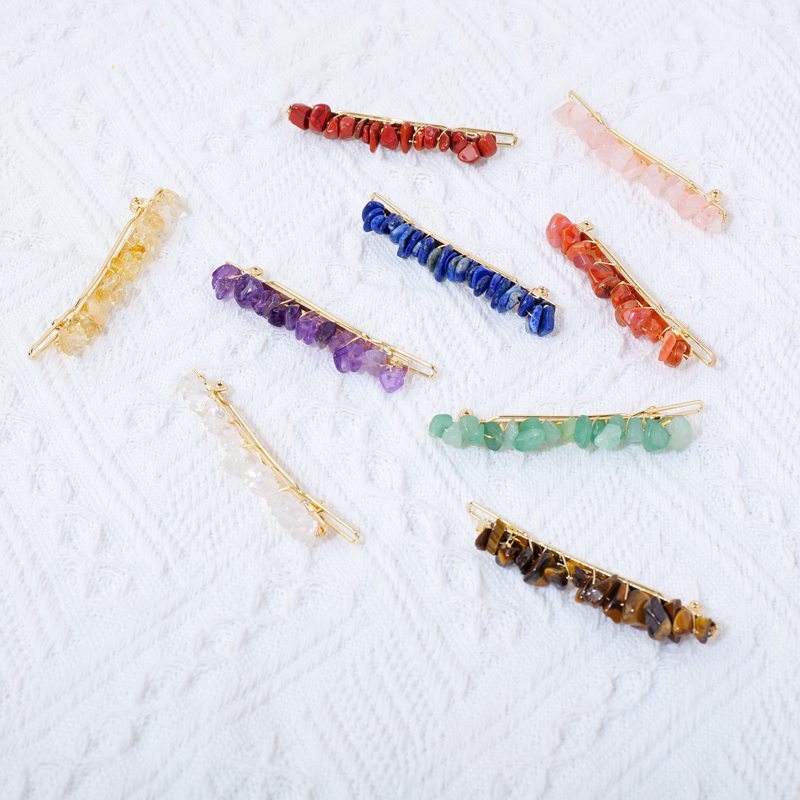 Natural Quartz Braided Hair Clip Crystal Crushed Stone Bobby Pins Headwear Decor