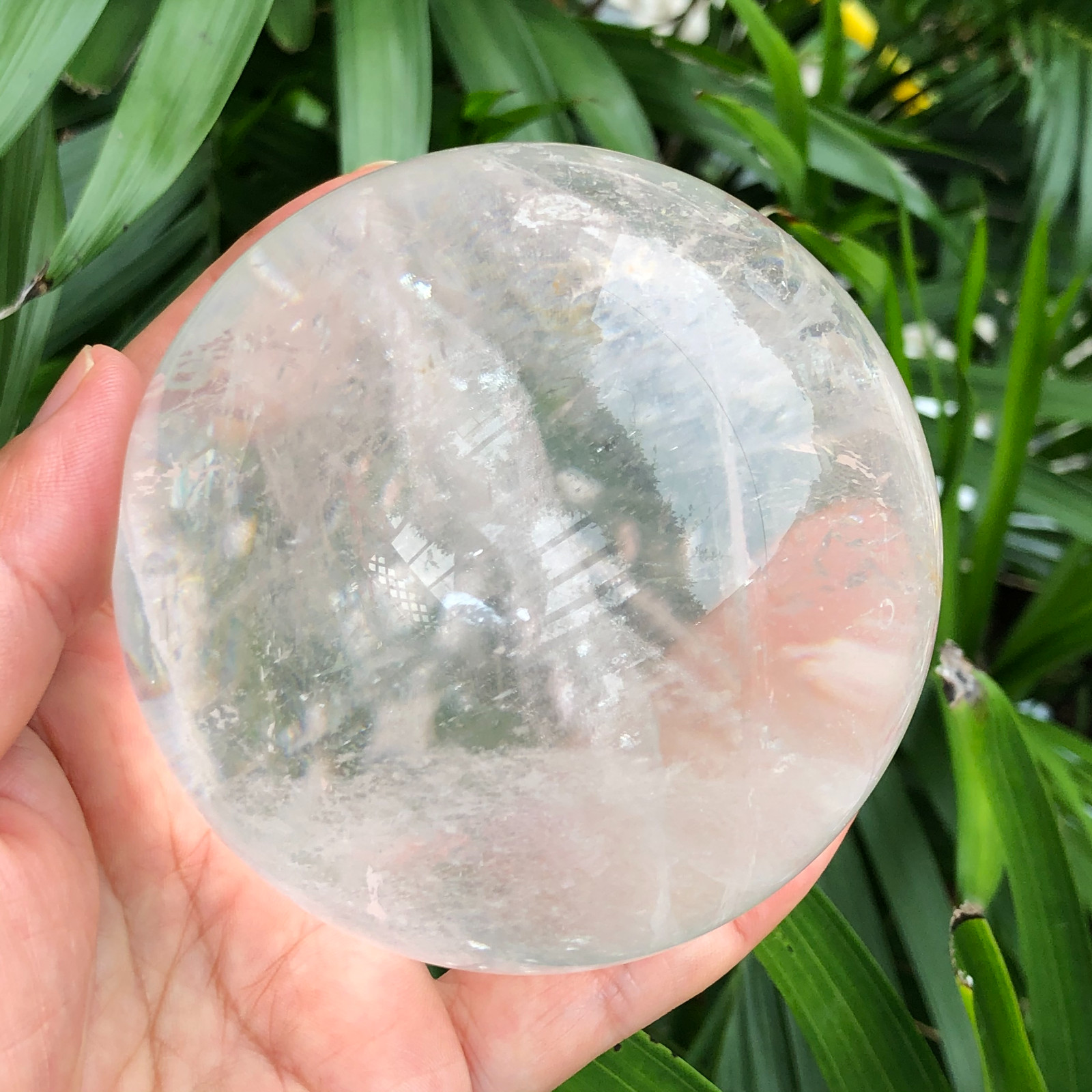 858g white crystal transparent quartz crystal ball Reiki repair 141