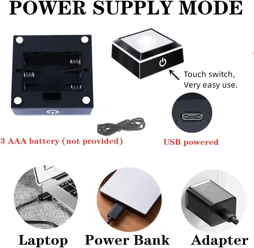 EUSTUMA LED Light Base Non-Slip Square Display Stand in A Flat Top Surface