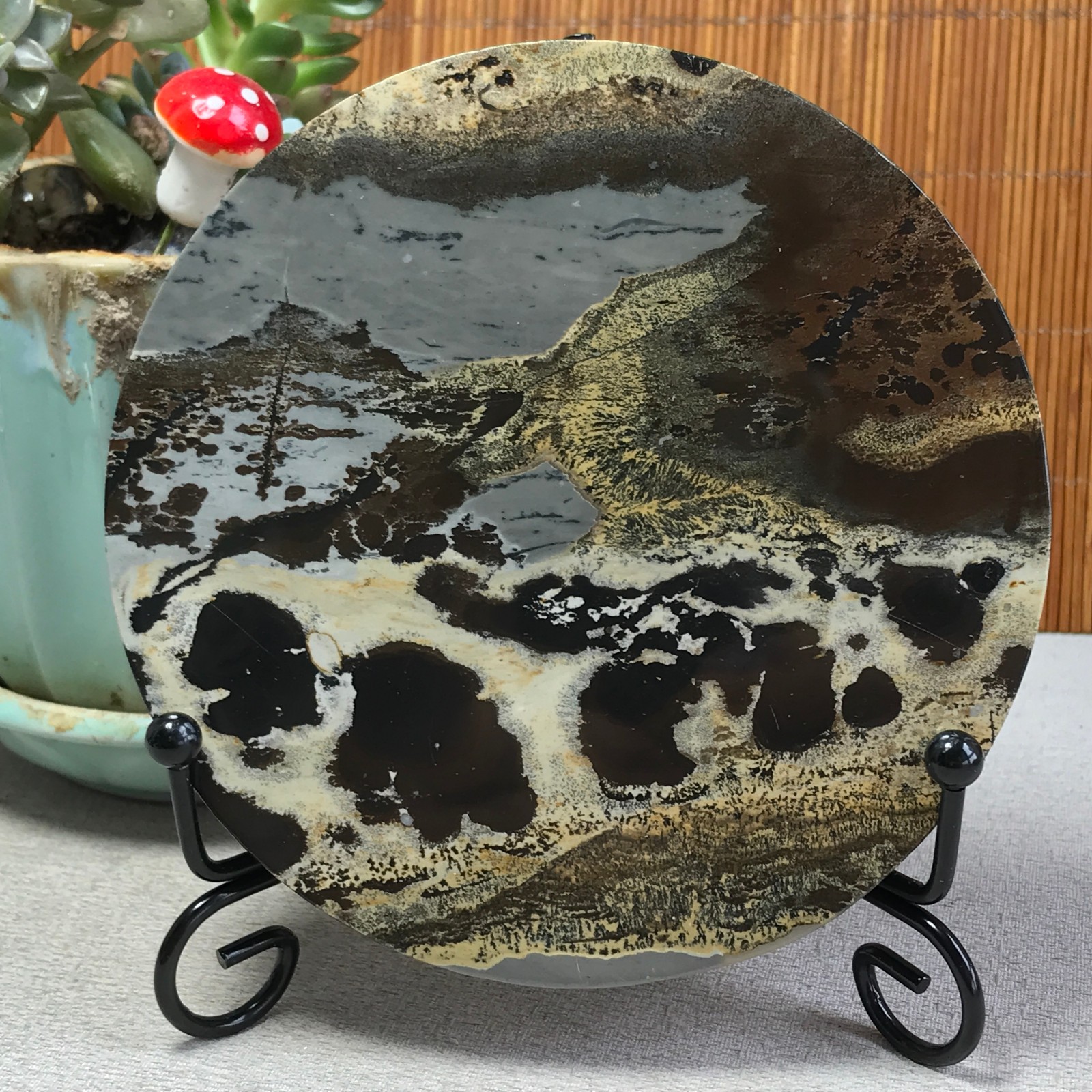 99mm Natural Chinese painting stone crystal ornaments for home decoration A6401