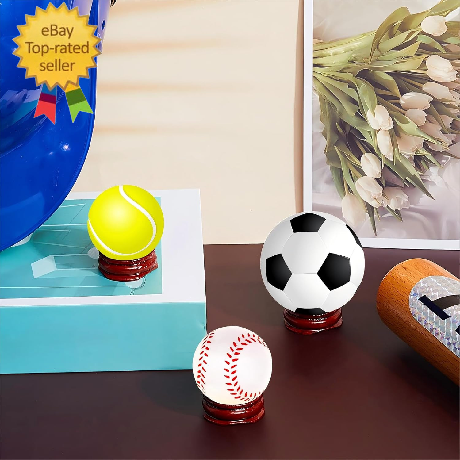 15 Pcs Sphere Stands for Display Crystal, Crystal Holder Wood Egg Ball Stand