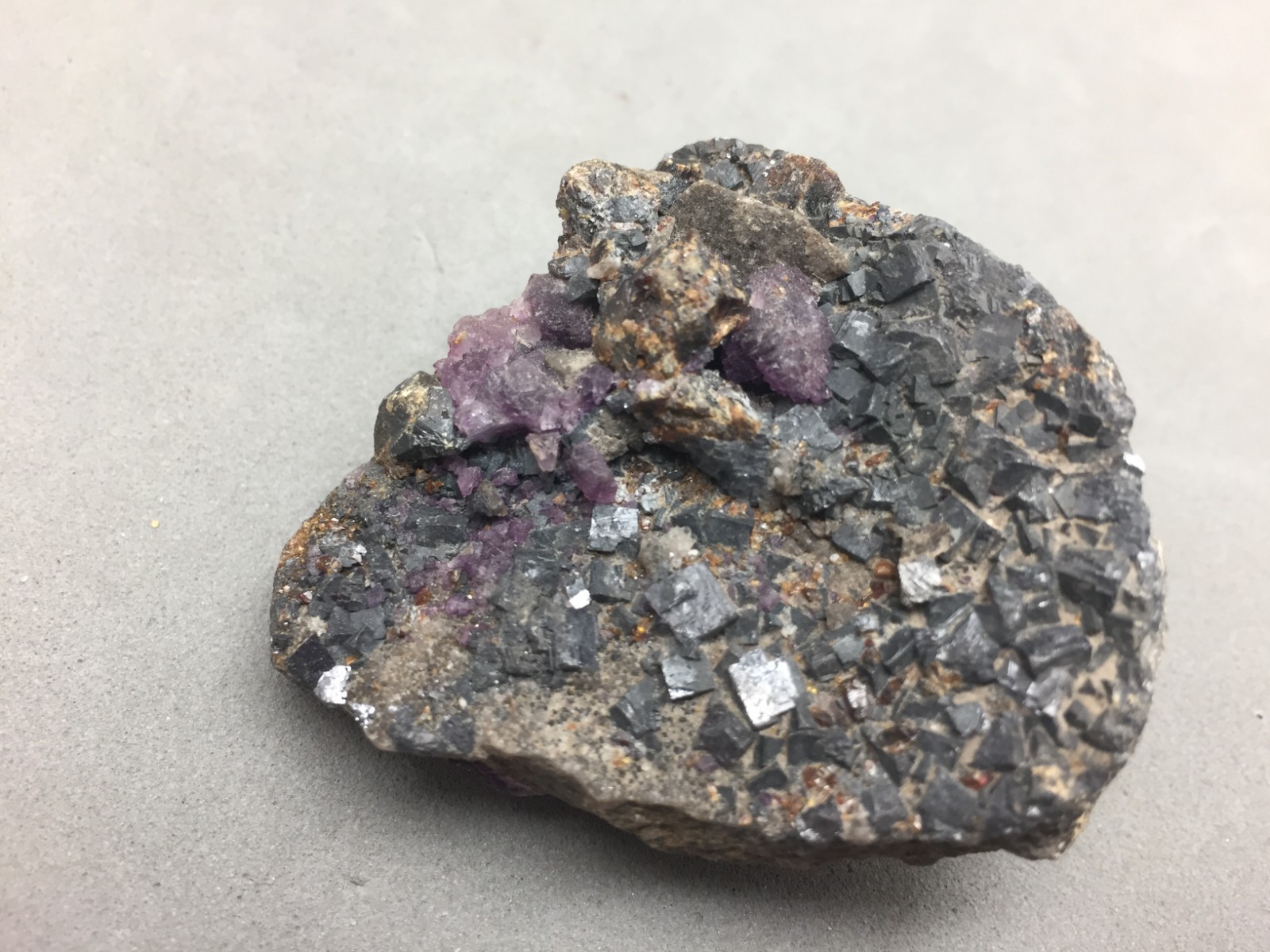 Purple Fluorite & Sphalerite Hardin Co Illinois Mineral Specimen 1 7/8″
