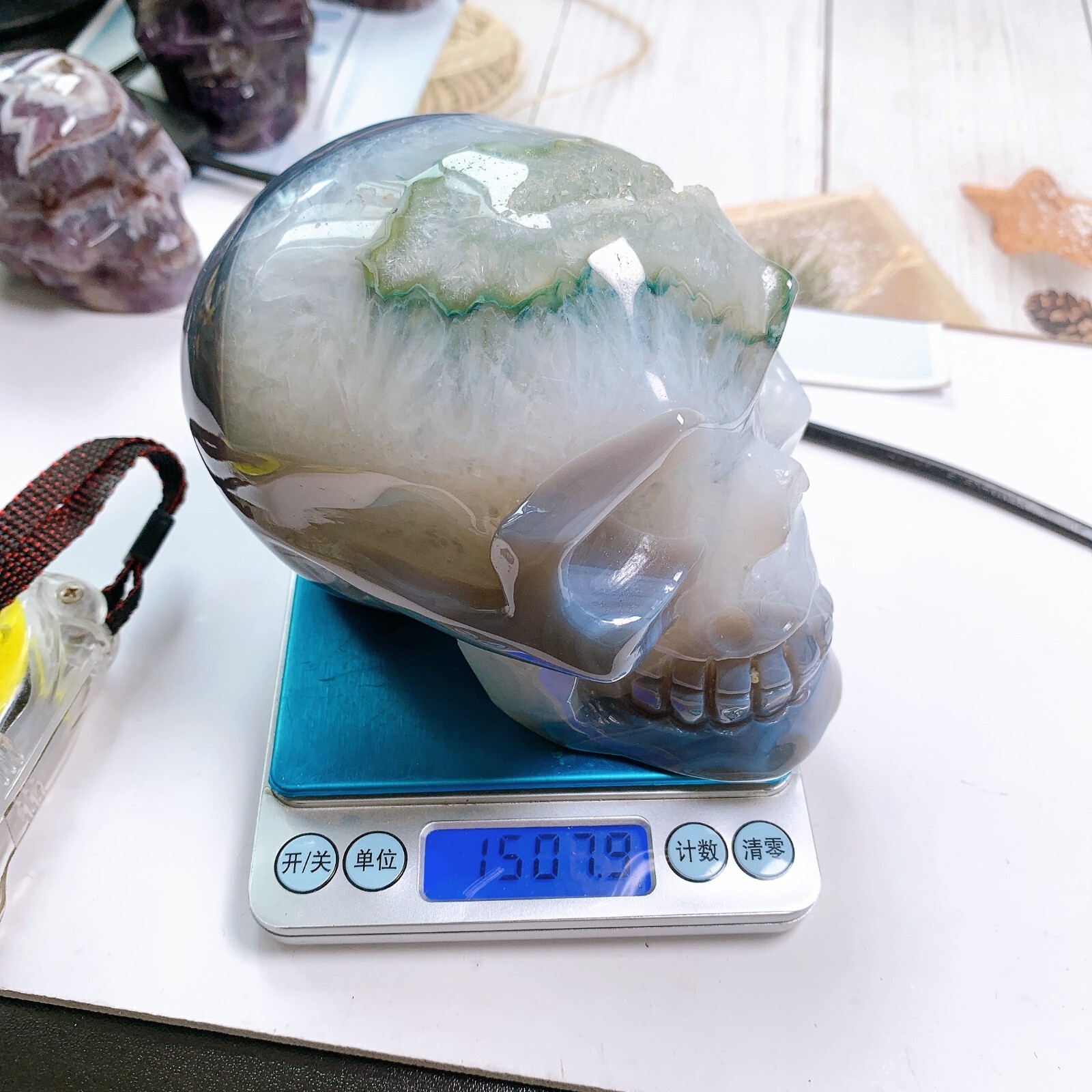 1pc Natural crystal skull Geode agate skulls carving Healing Home decoration