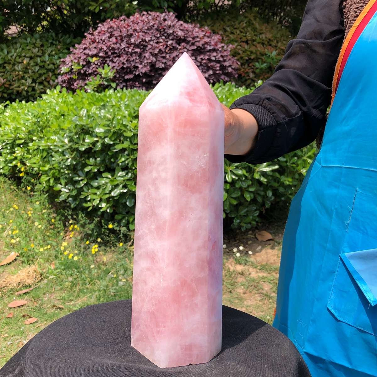 9.74LB Natural rose quartz obelisk pink crystal tower point healing decor