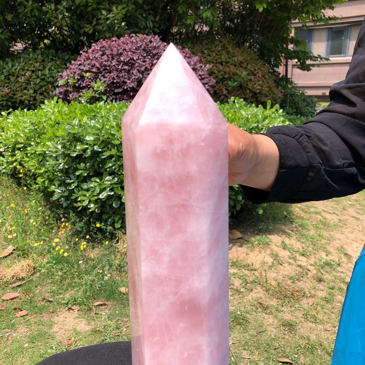 9.19LB Natural rose quartz obelisk pink crystal tower point healing decor