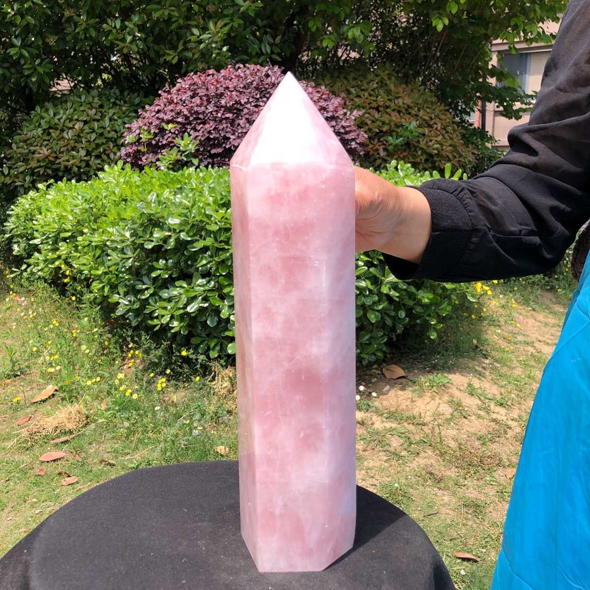 9.19LB Natural rose quartz obelisk pink crystal tower point healing decor