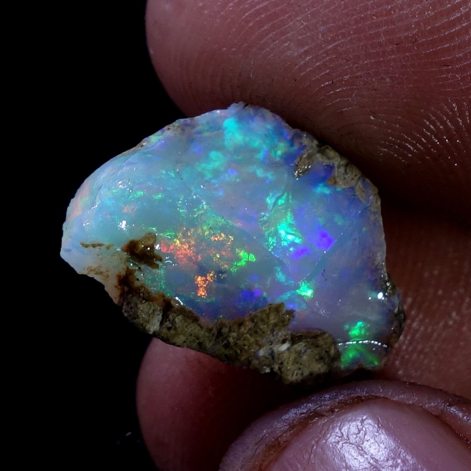 AA+ Ethiopian Dry Opal Rough Entreated Welo Opal Multi Fire Color Flash 07.60Cts