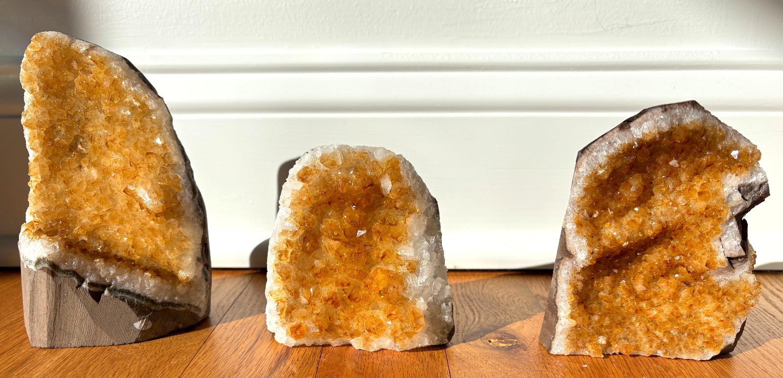 USA SALE 5.3LB LOT 3 CITRINE FREE STANDING SPECIMEN TREATED AMETHYST GOLD GOLDEN