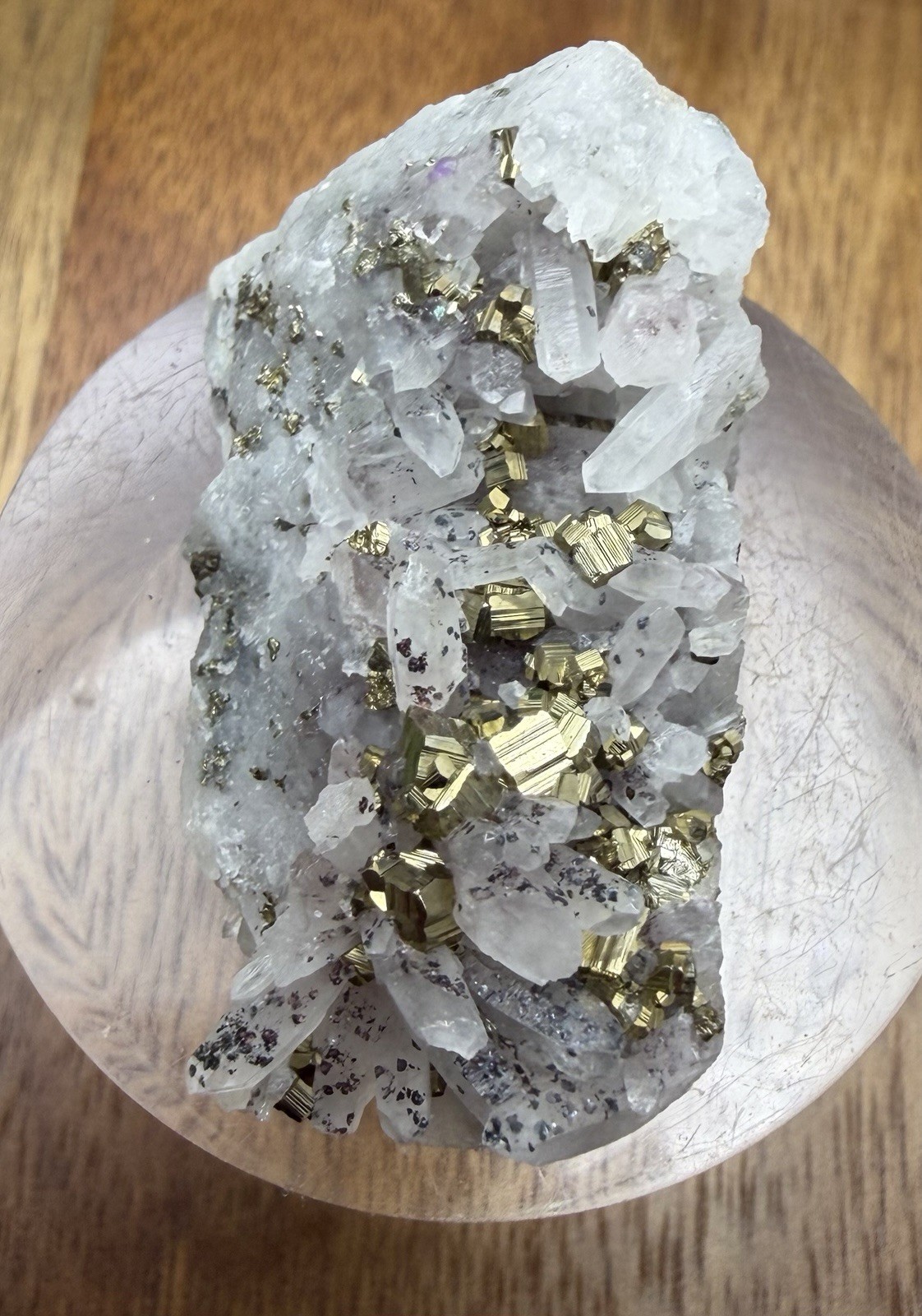 Crystal 25g Quartz W/ Specularite Inclusions & Pyrite Cluster Specimen Mineral