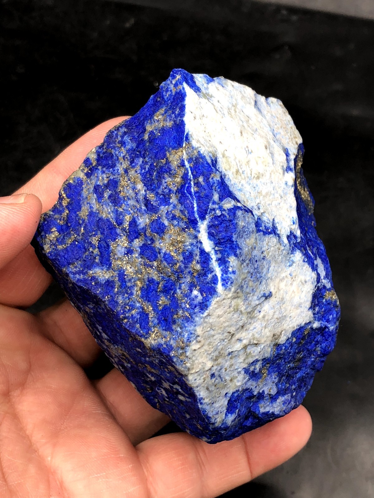 Natural Lapis Lazuli Rough 80mm Royal Blue Pyrite Crystal Mine Stone 564g J9…2
