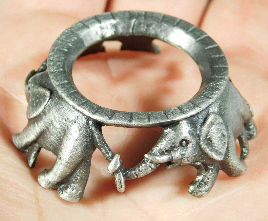 Sphere Display Stand ELEPHANT Design Pewter Color Small Size
