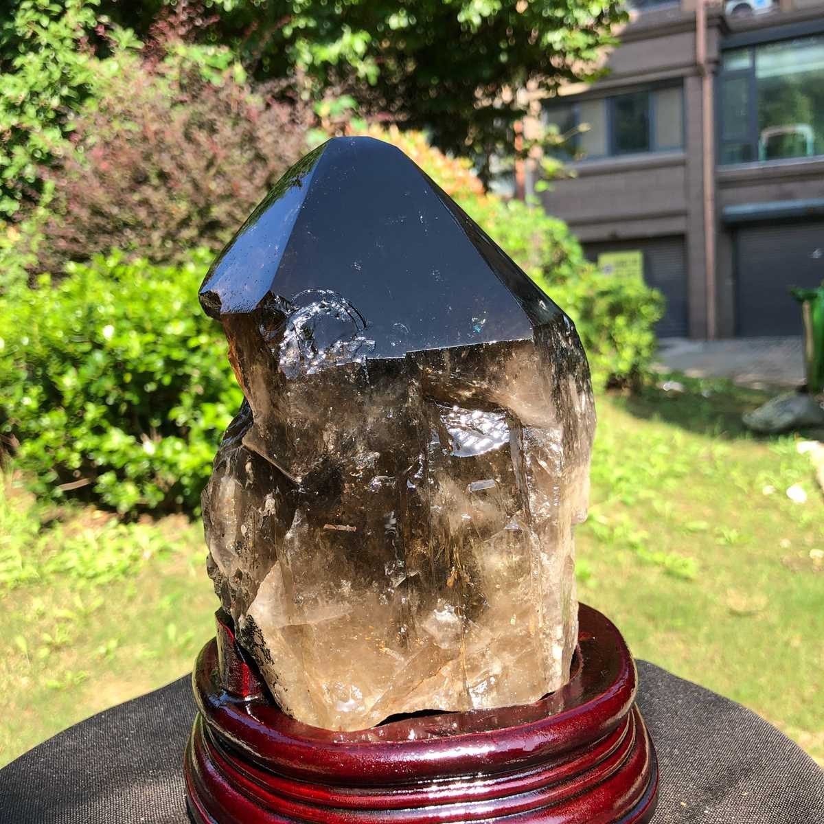6.29LB Natural Dark tea quartz Crystal Specimen Reiki Mineral Add bracket 2526