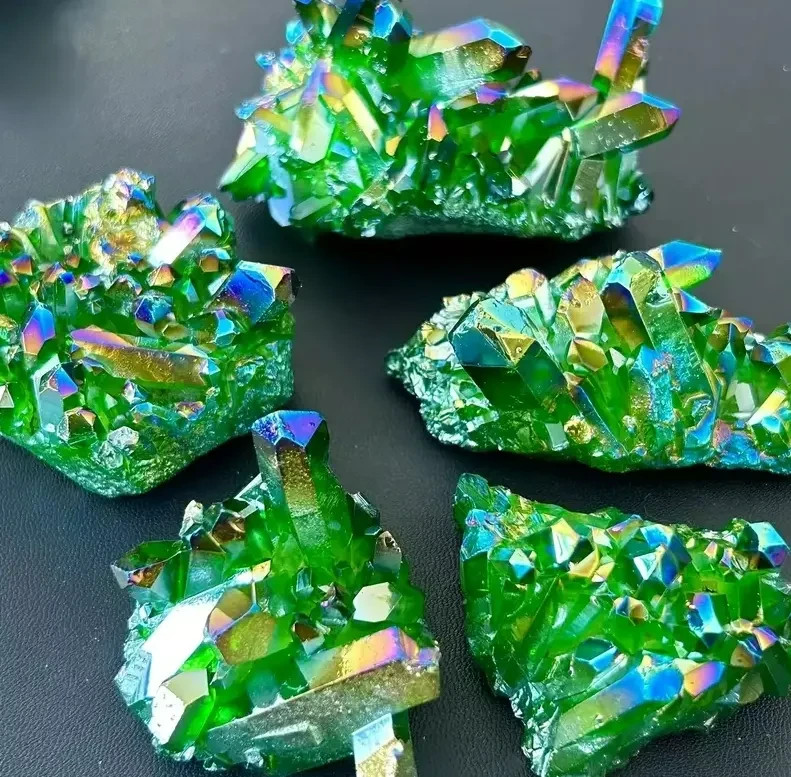 80-100g Rare Green Crystal Cluster Rainbow Quartz Specimen Reiki Home Decor Gift