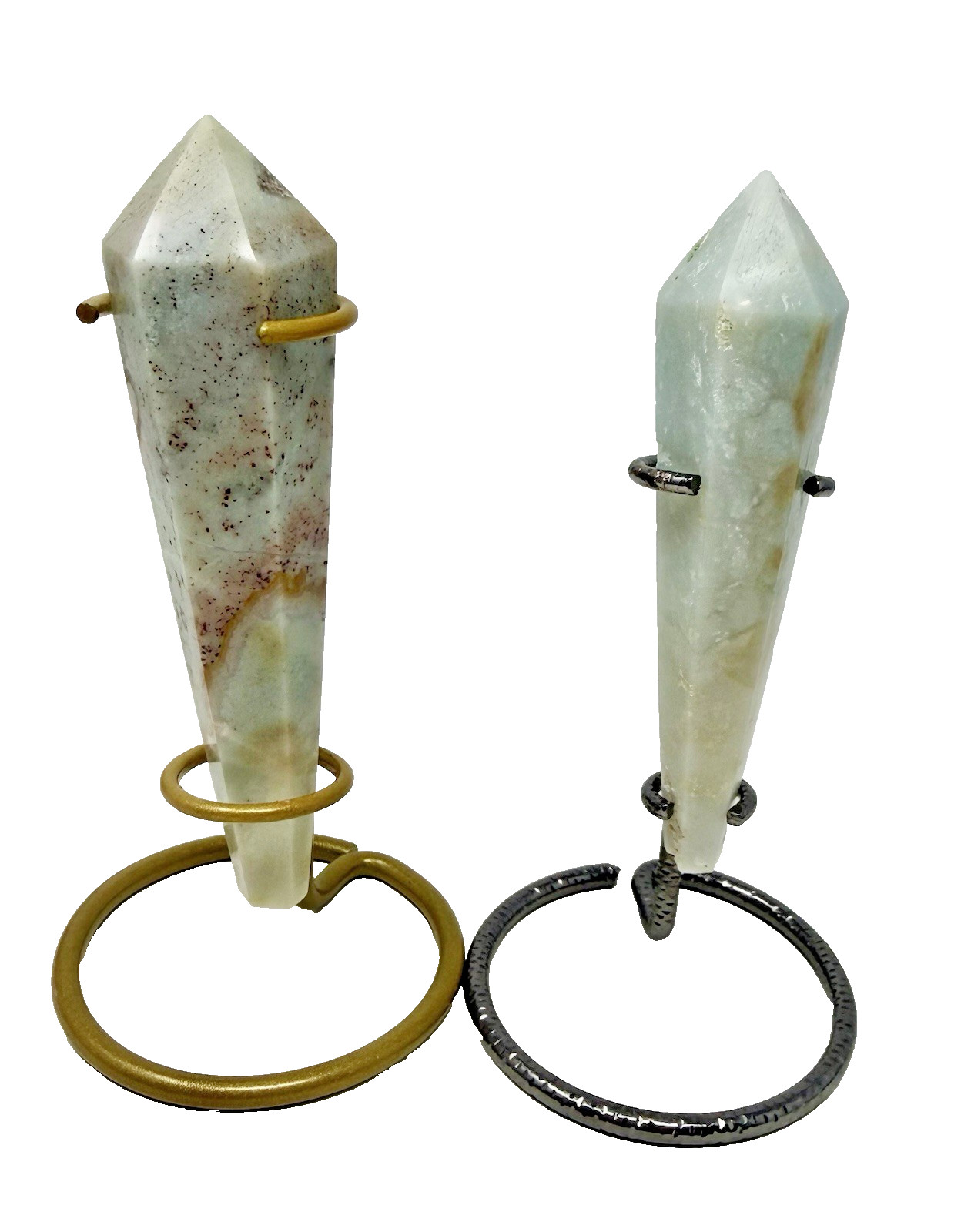 Lot Of 8 Crystal Wands With Stands Mixed Materials