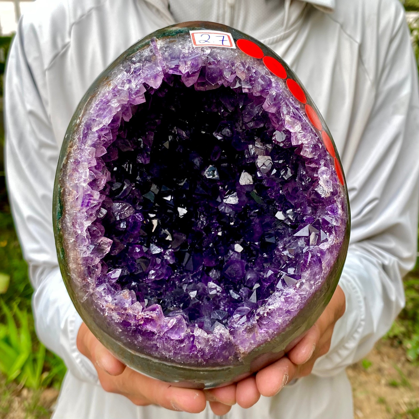 5.93LB Large Natural Amethyst geode quartz cluster crystal Egg specimen Healing