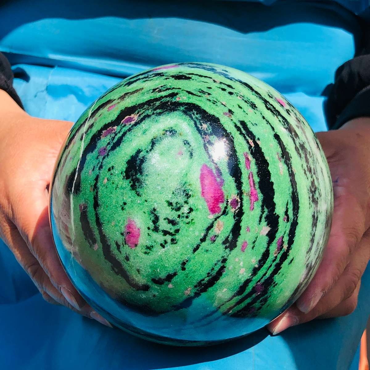 8.77 LB Large Natural Ruby Zoisite Sphere Crystal Healing Stone Specimen 5151