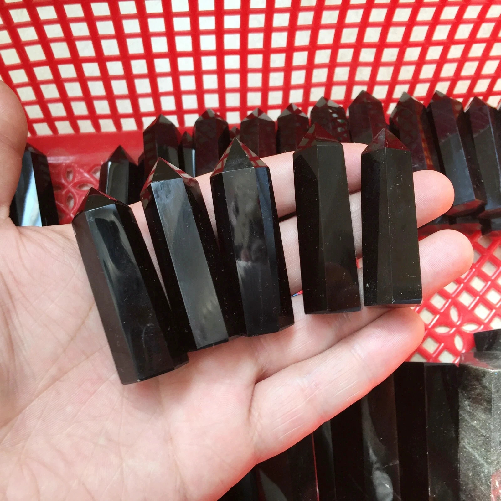 10PCS Natural Obsidian Quartz Obelisk Point Crystal Tower Healing 5-5.5CM