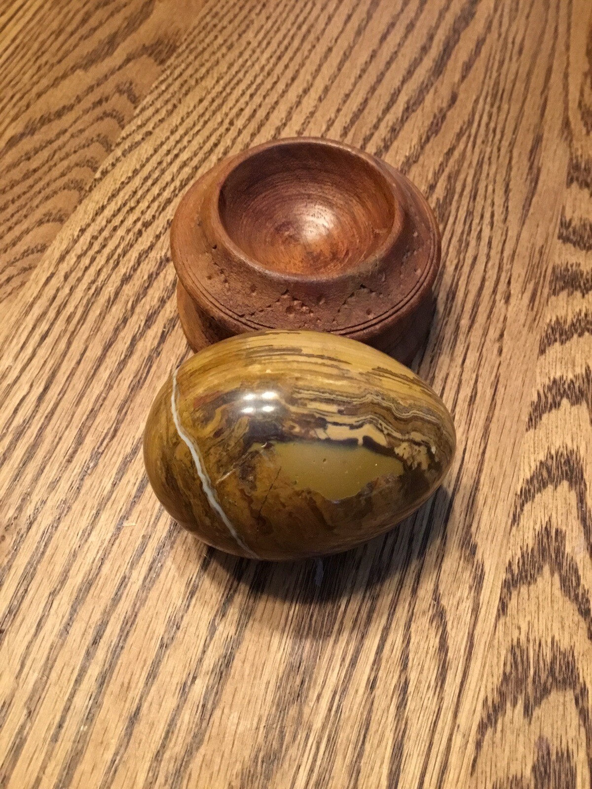 Onyx Naturally Banded Polished Egg With Wooden Stand