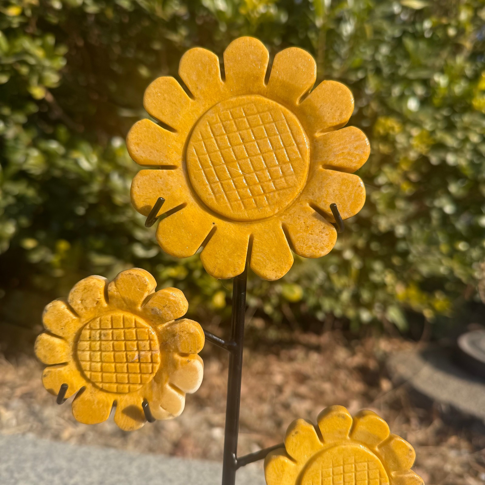 400g Natural gold stone quartz crystal carved Sunflower Decor Gift