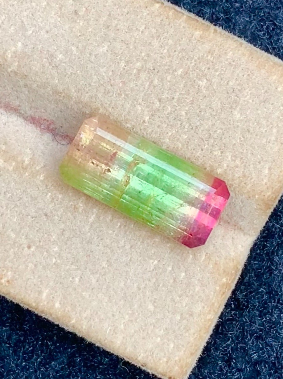 6.30ct natural pink green & peach tri colors faceted watermelon tourmaline 16.1m