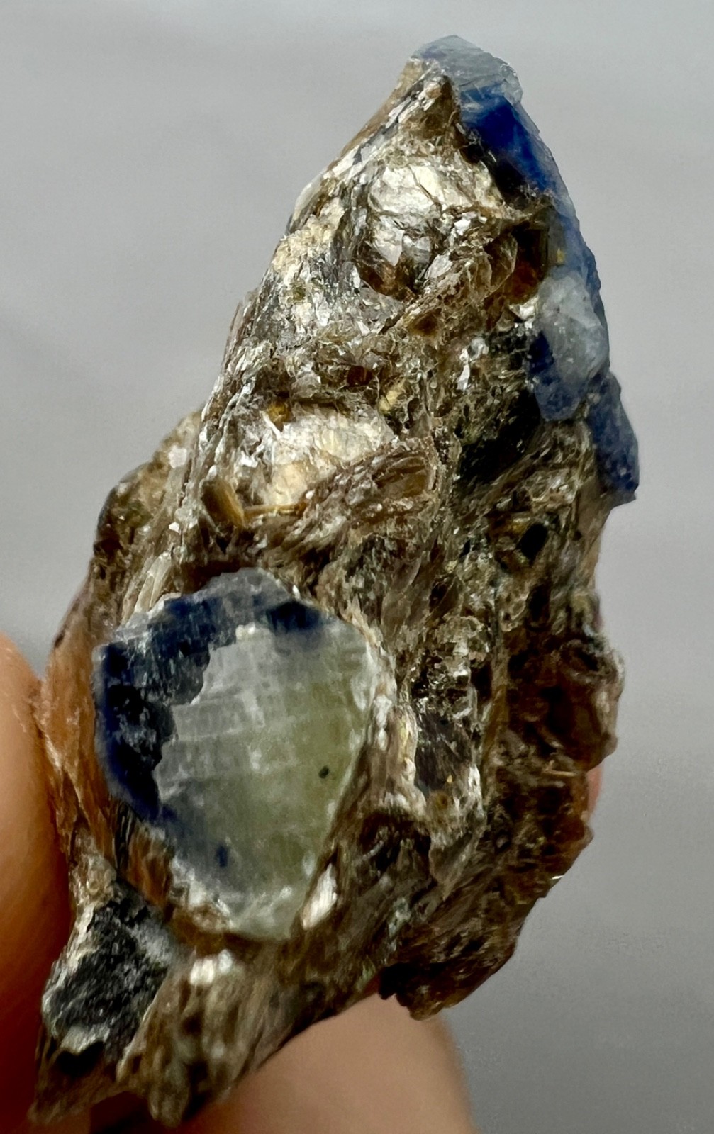 58ct.Natural Blue Sapphire Crystal Cluster on Mica Matrix – Afghanistan Specimen