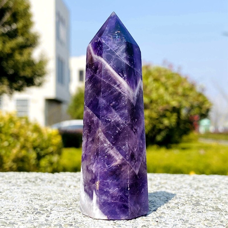 74g Natural dreamy amethyst obelisk quartz crystal energy column