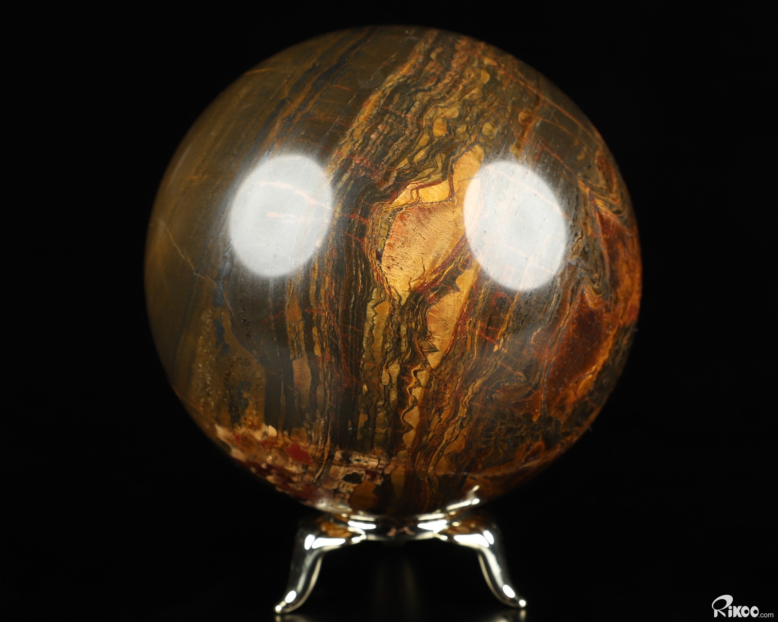 4.1″ Tiger Iron Eye Hand Carved Crystal Ball/Sphere, Crystal Healing
