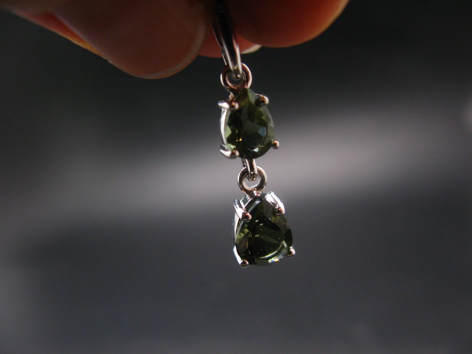 Moldavite Tektite Silver Pendant from Czech Republic – 1.1″ – 1.51 Grams