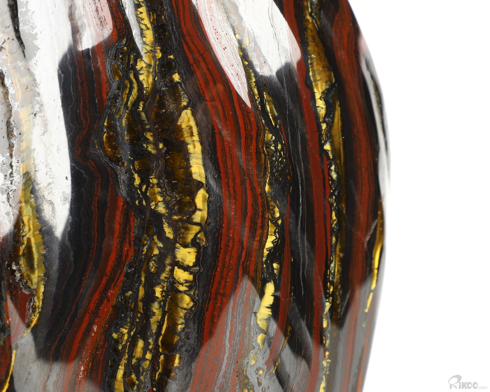 6.3″ Colorful Tiger Iron Eye Hand Carved Crystal Vase Sculpture, Crystal Healing